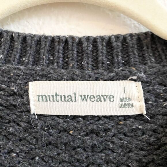 Mutual Weave Sweater Mens Large Dark Gray Heather Cotton Wool Blend‎ - Picture 4 of 10